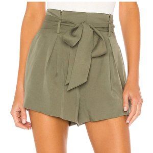 Privacy Please Elodie Waist Tie Paperbag Short in Olive Green